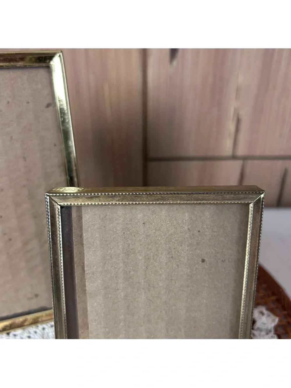 Lot of 2 Vintage Gold Metal ornate Picture Frames, 1 (4x6) And 1 (3x4) MCM